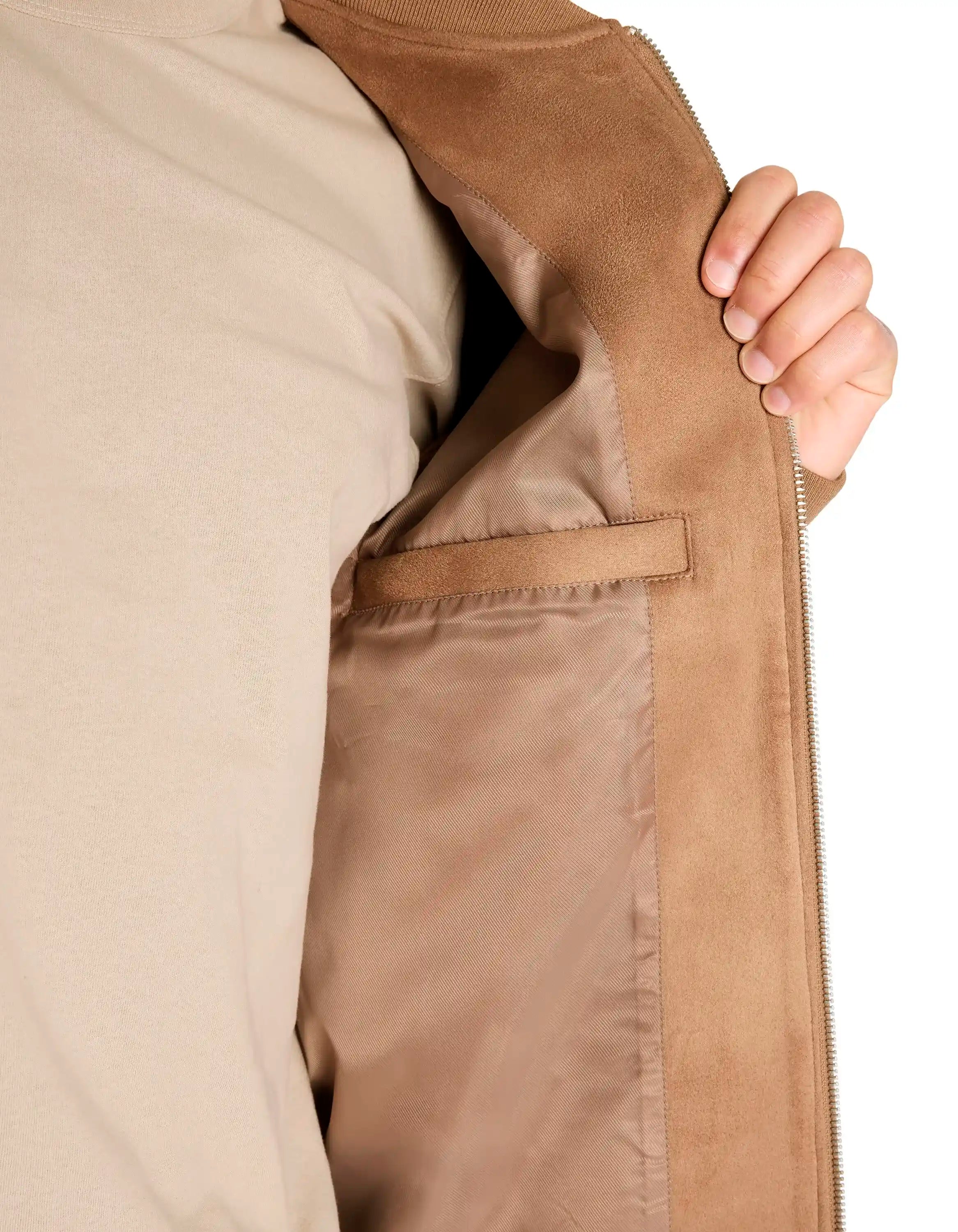 Celio_Taupe_Bomber Collar Jacket_LUBOMBSUED_TAUPE_04