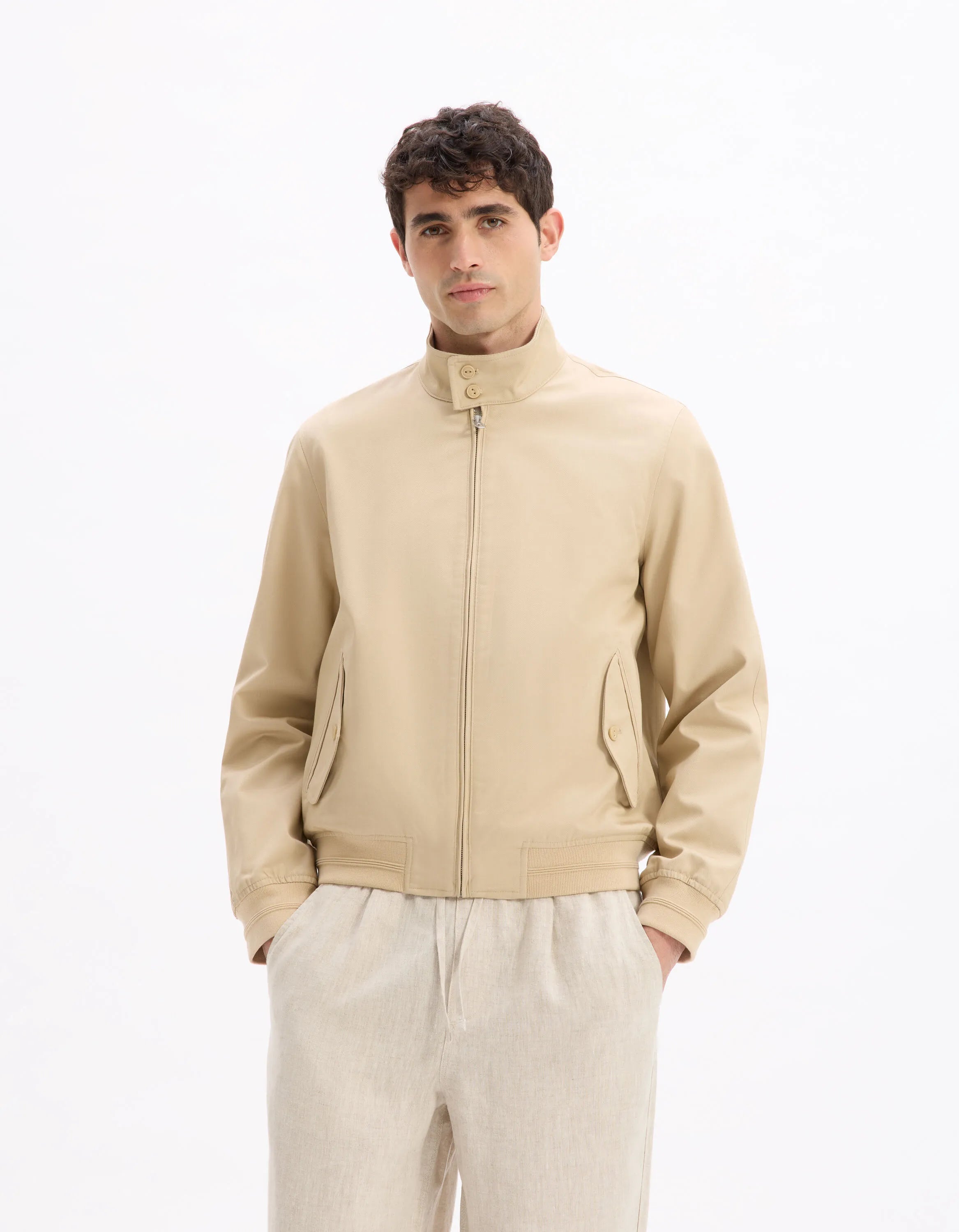 Celio_Beige_Stand-Up Collar Jacket_LUCOTON_BEIGE_02