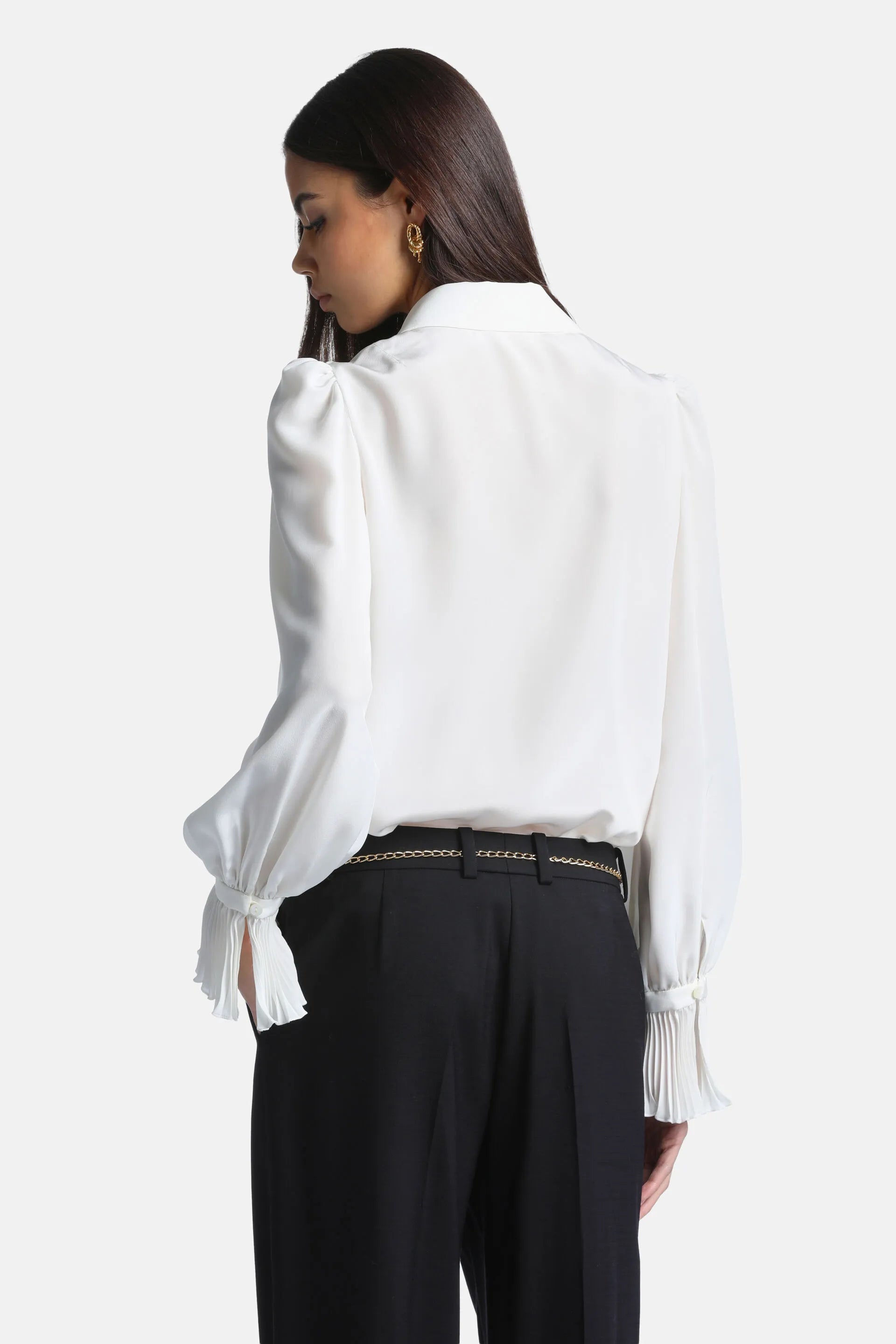 Luisa Spagnoli Avorio/Avorio Women Luminaria - Elegant Silk Shirt with Jabot SKU: LUMINARIA_0216 0216 Image 03