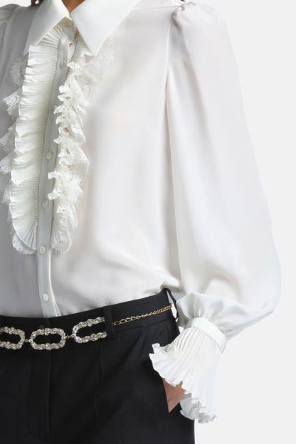 Luisa Spagnoli Avorio/Avorio Women Luminaria - Elegant Silk Shirt with Jabot SKU: LUMINARIA_0216 0216 Image 04