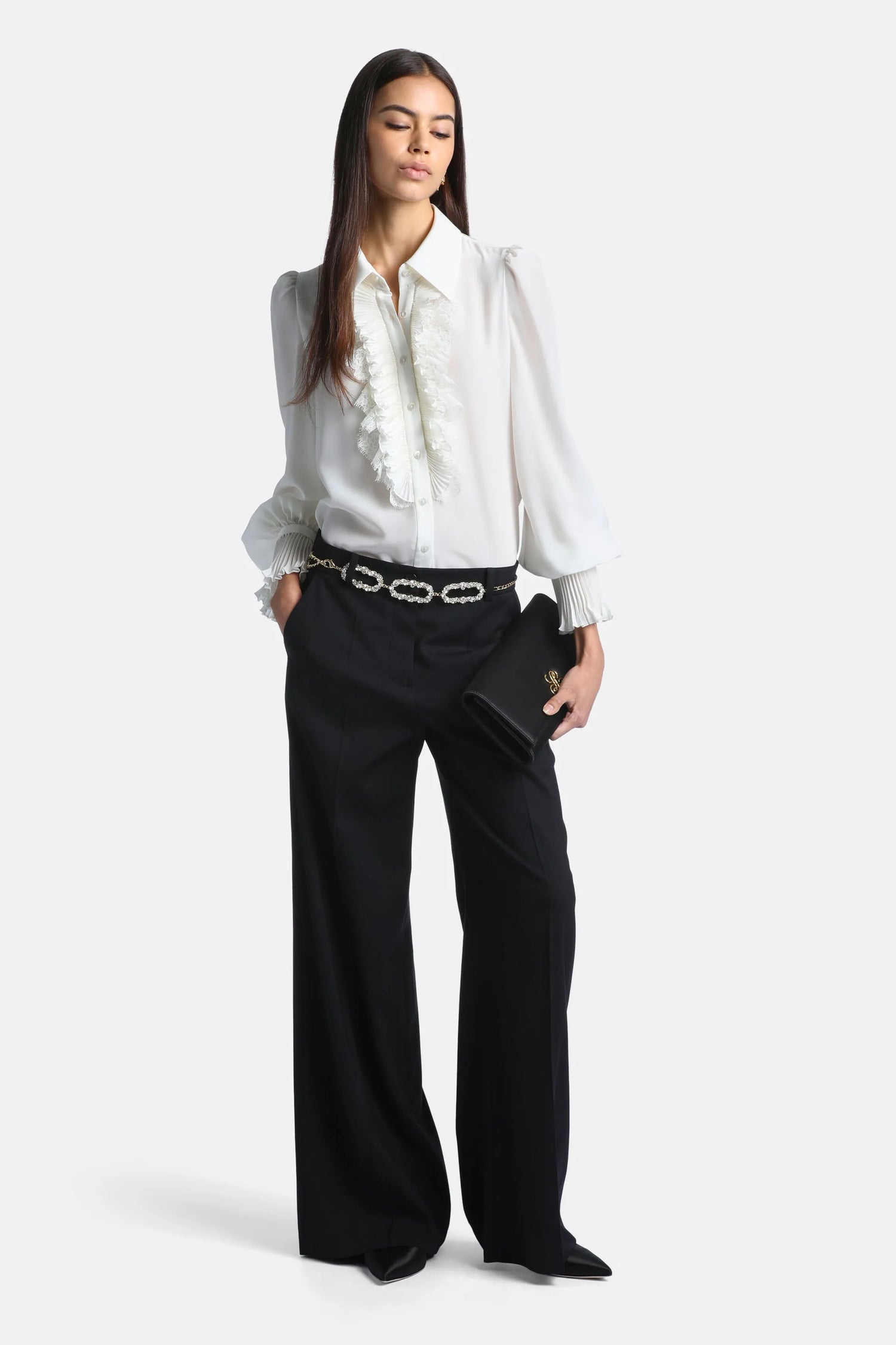 Luisa Spagnoli Avorio/Avorio Women Luminaria - Elegant Silk Shirt with Jabot SKU: LUMINARIA_0216 0216 Image 05