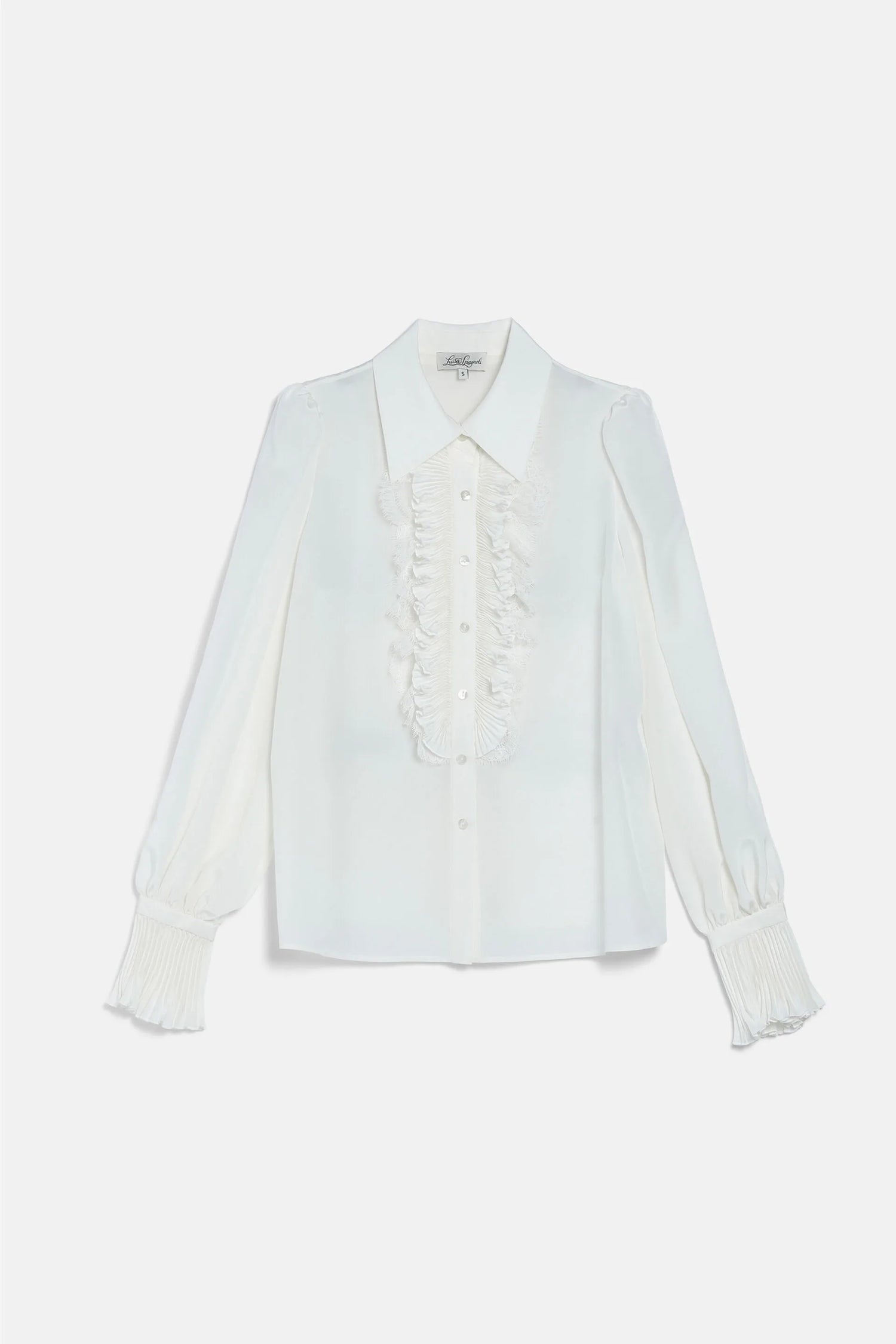 Luisa Spagnoli Avorio/Avorio Women Luminaria - Elegant Silk Shirt with Jabot SKU: LUMINARIA_0216 0216 Image 06