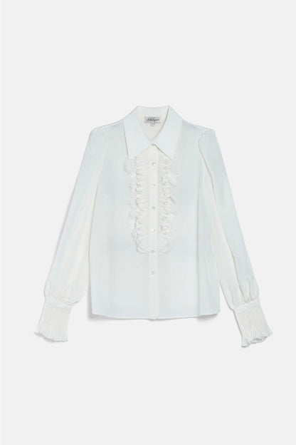 Luisa Spagnoli Avorio/Avorio Women Luminaria - Elegant Silk Shirt with Jabot SKU: LUMINARIA_0216 0216 Image 06