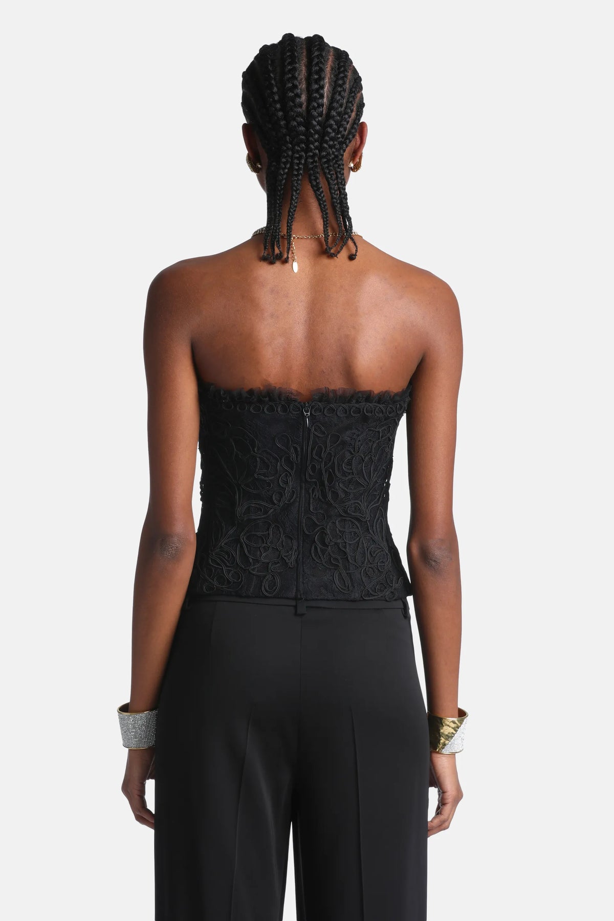 Luisa Spagnoli Nero Women Lunetta Elegant Embroidered Bustier SKU: LUNETTA_0101 Image 02