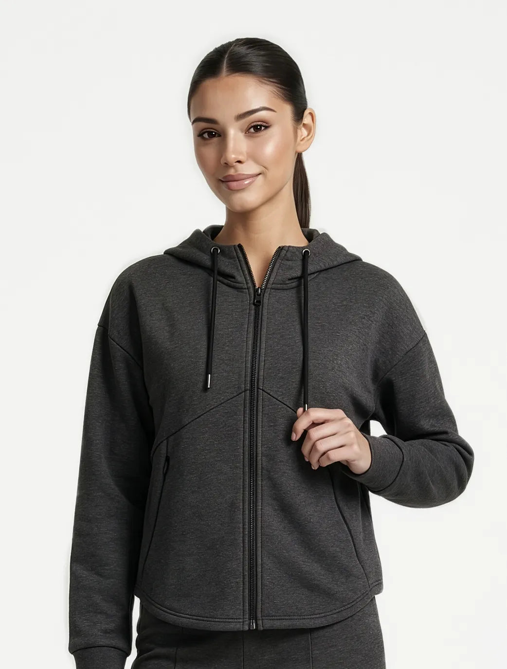 Marie France Dark Grey Melange Women Gentle Jacket SKU: LWGENTLEJACKET_DARK GREY MELANGE Image 01