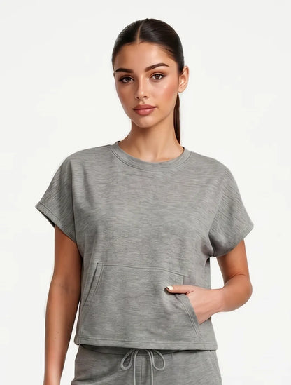 Marie France Grey Melange Women Lilt Top SKU: LWLILTTOP_Grey Melange Image 01