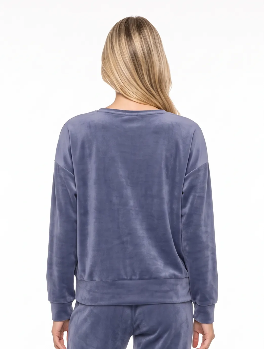 Marie France Blue Grey Women Velvet Chic Top SKU: LWVELVETCHICTOP_BLUE GREY Image 02