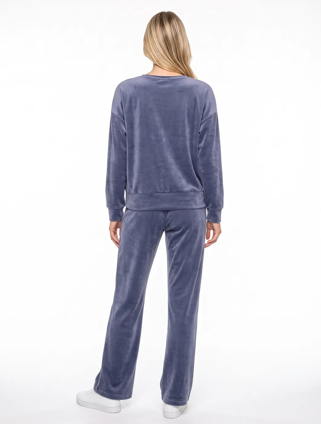 Marie France Blue Grey Women Velvet Chic Top SKU: LWVELVETCHICTOP_BLUE GREY Image 04