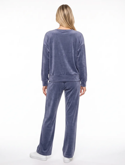 Marie France Blue Grey Women Velvet Chic Top SKU: LWVELVETCHICTOP_BLUE GREY Image 04