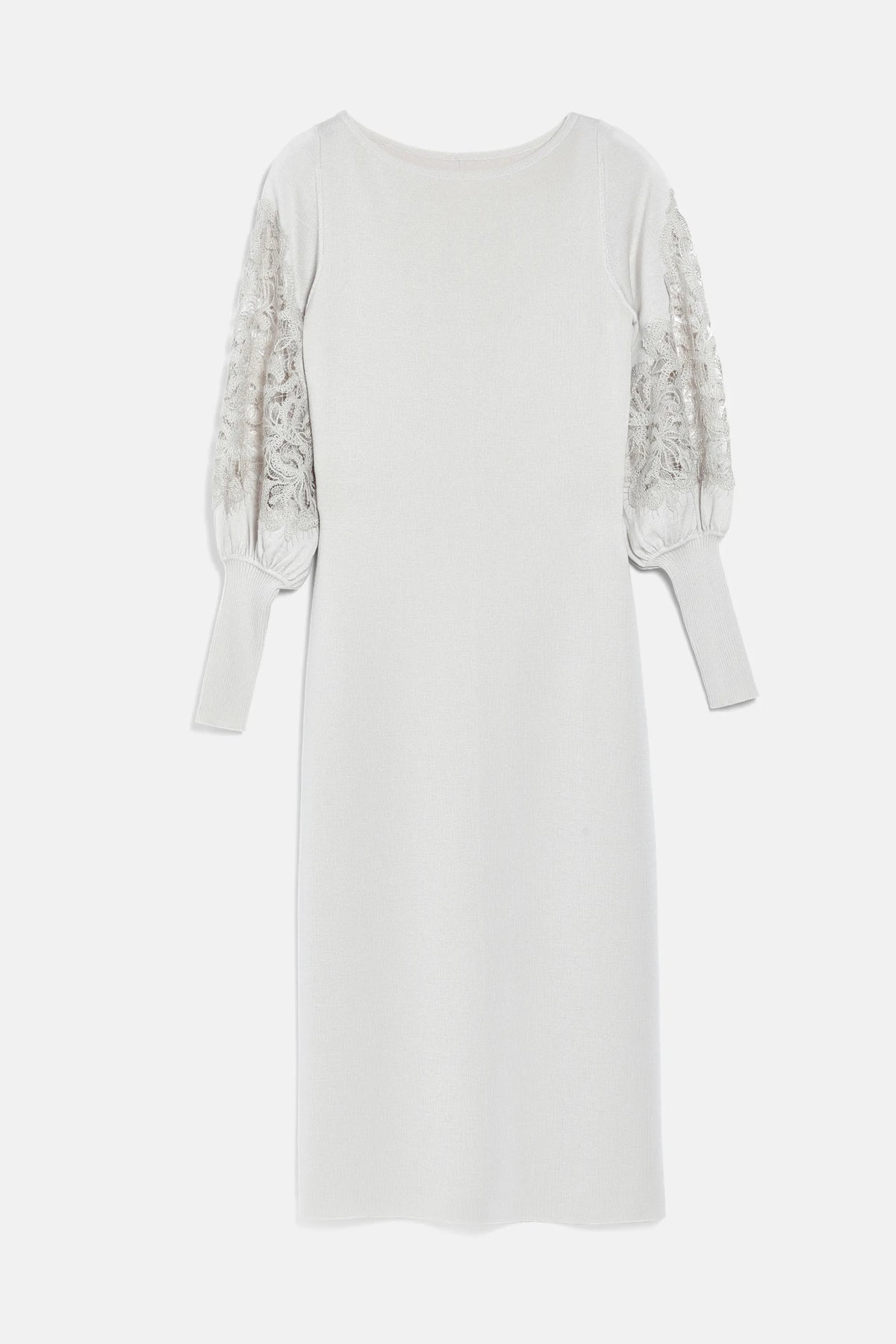 Luisa Spagnoli Beige/Tortora Women Madelin Wool Midi Dress with Lace SKU: MADELIN_1163 1122 Image 05