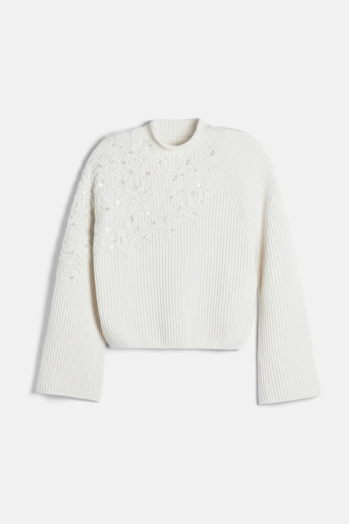 Luisa Spagnoli Panna/Panna Women Maestosita Sweater with Yarn Embroidery and Sequins SKU: MAESTOSITA_0202 0202 Image 06