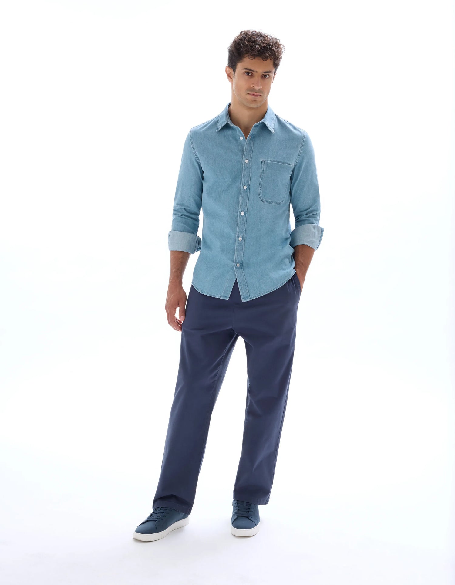 Celio_Double Stone_Regular Fit 100% Cotton Denim Shirt_MAJEANS_DOUBLE STONE_01