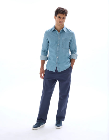 Celio_Double Stone_Regular Fit 100% Cotton Denim Shirt_MAJEANS_DOUBLE STONE_01