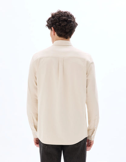 Celio_Ecru_Regular-Fit 100% Cotton Denim Shirt_MAJEANS_ECRU_03