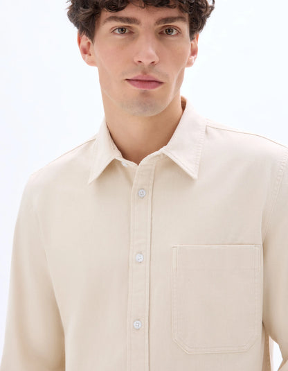 Celio_Ecru_Regular-Fit 100% Cotton Denim Shirt_MAJEANS_ECRU_04