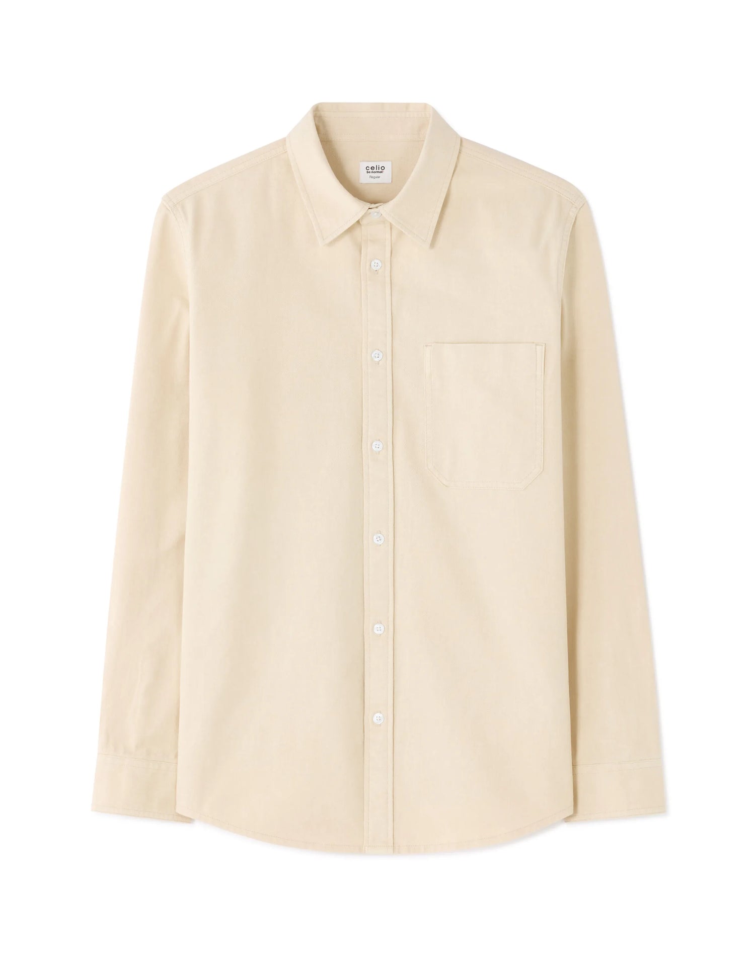 Celio_Ecru_Regular-Fit 100% Cotton Denim Shirt_MAJEANS_ECRU_06