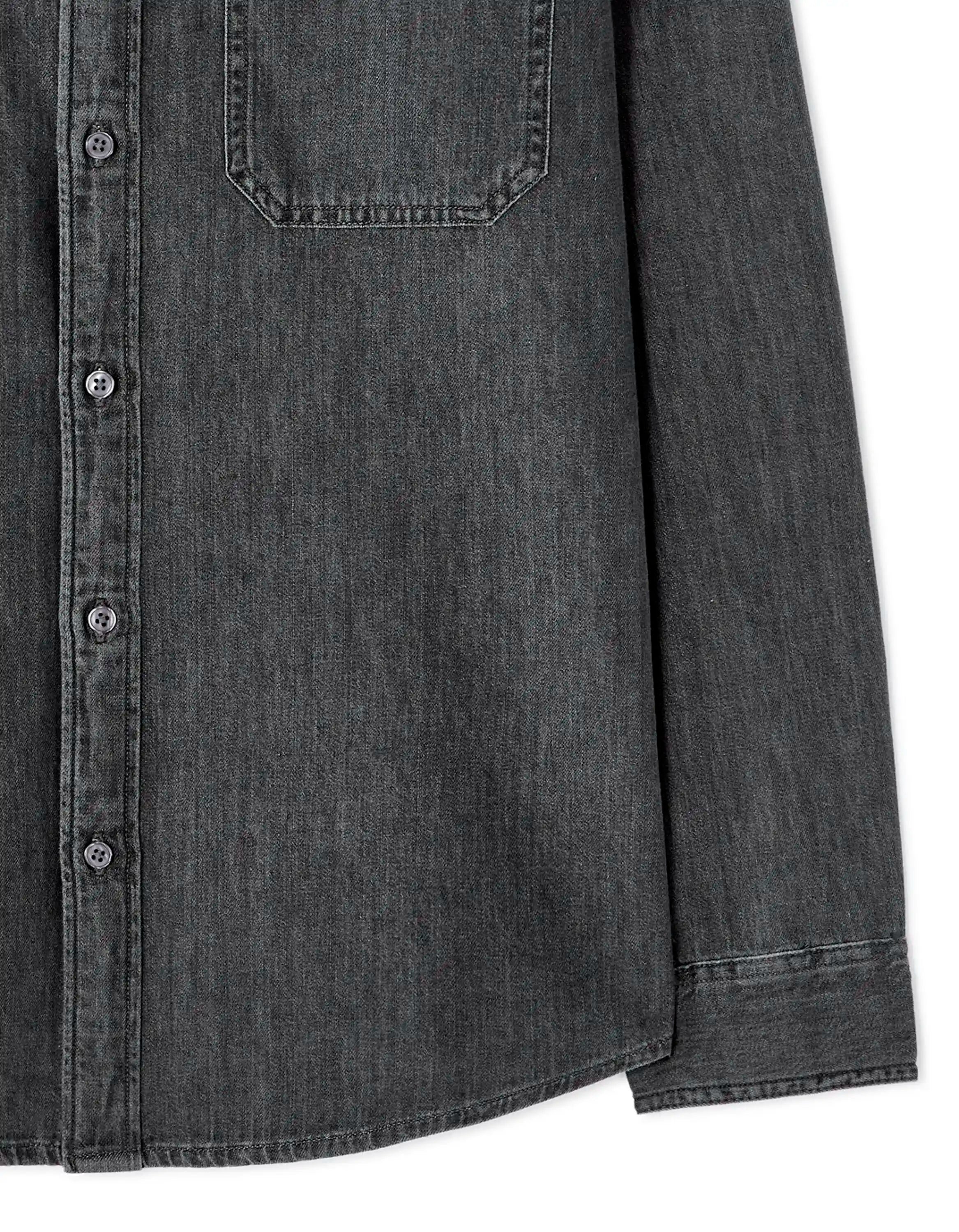 Celio_Gris Clair_Regular-Fit 100% Cotton Denim Shirt_MAJEANS_GRIS CLAIR_02