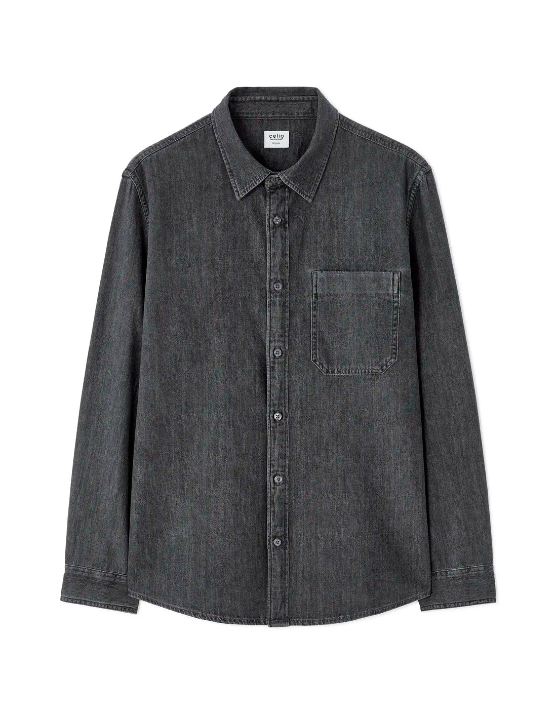 Celio_Gris Clair_Regular-Fit 100% Cotton Denim Shirt_MAJEANS_GRIS CLAIR_03