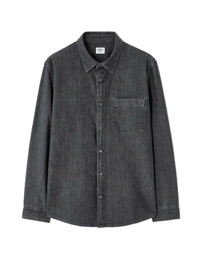 Celio_Gris Clair_Regular-Fit 100% Cotton Denim Shirt_MAJEANS_GRIS CLAIR_03