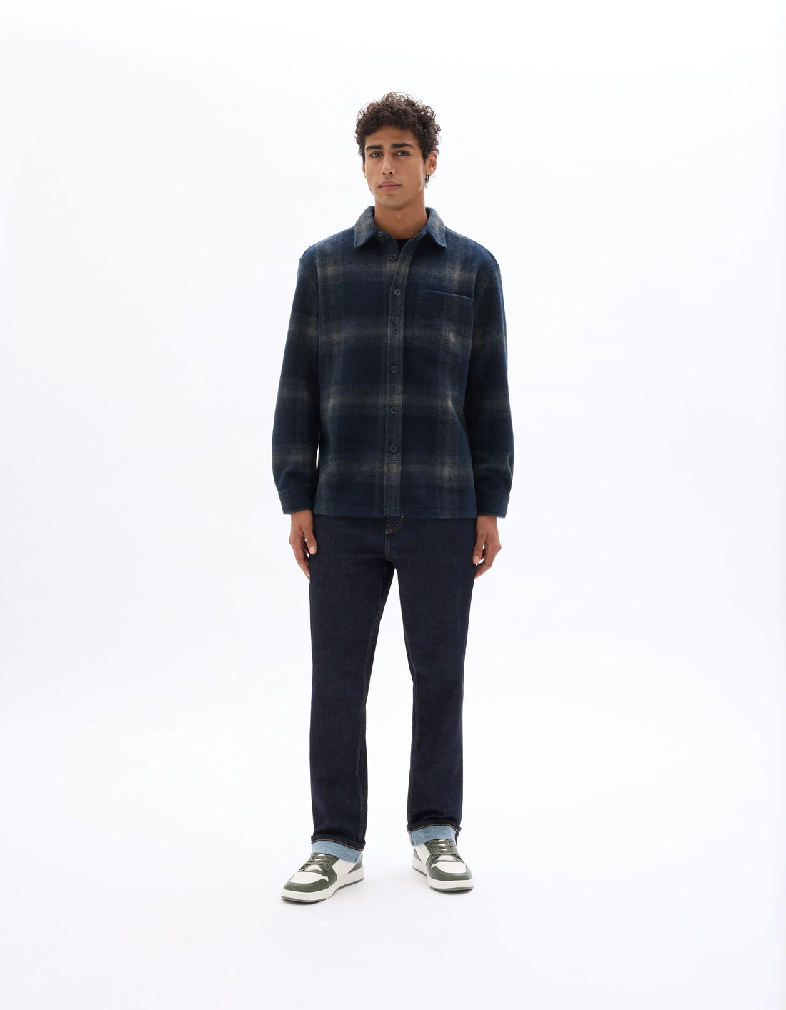 Celio_Blue_Checked Overshirt - Navy_MALOS_NAVY_02