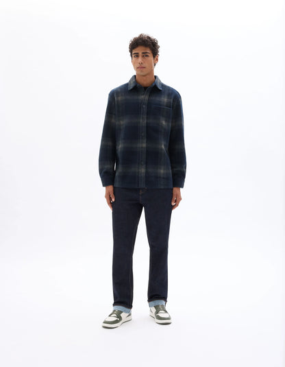 Celio_Blue_Checked Overshirt - Navy_MALOS_NAVY_02