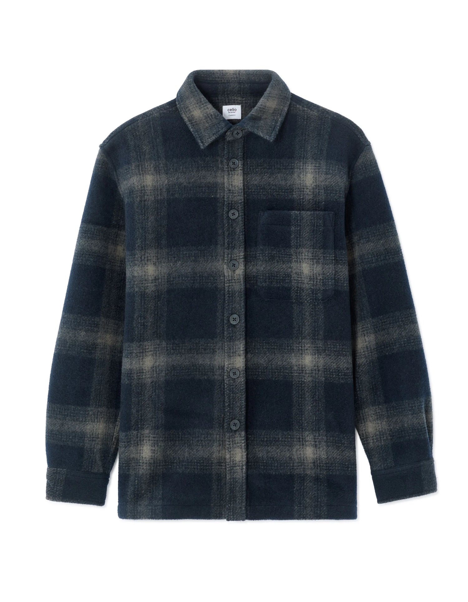 Celio_Blue_Checked Overshirt - Navy_MALOS_NAVY_05