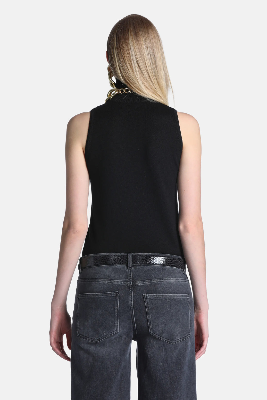 Luisa Spagnoli Nero Women Malu Sleeveless Pure Wool Sweater - Fashion Show SKU: MALU_0101 Image 02