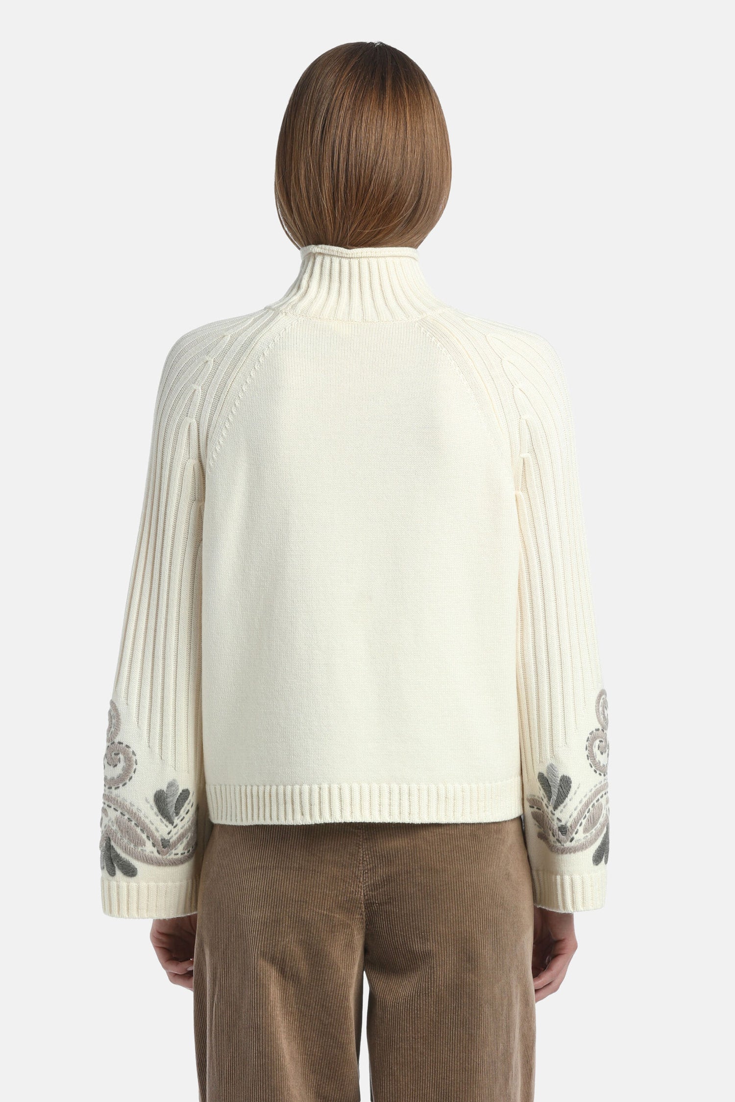 Luisa Spagnoli_Panna_Manico - Embroidered Mock-Neck Pullover_MANICO_0202_03