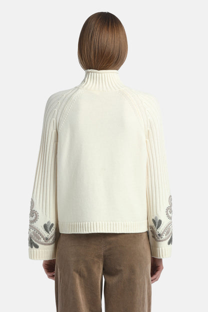 Luisa Spagnoli_Panna_Manico - Embroidered Mock-Neck Pullover_MANICO_0202_03
