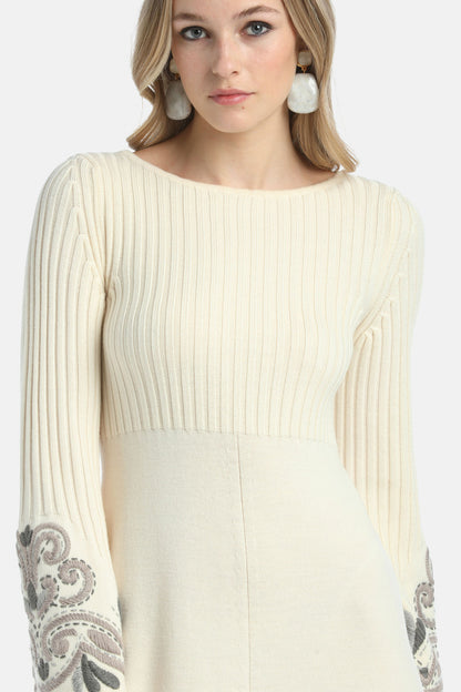 Luisa Spagnoli_Panna_Manilia - Embroidered Midi Dress_MANILIA_0202_02