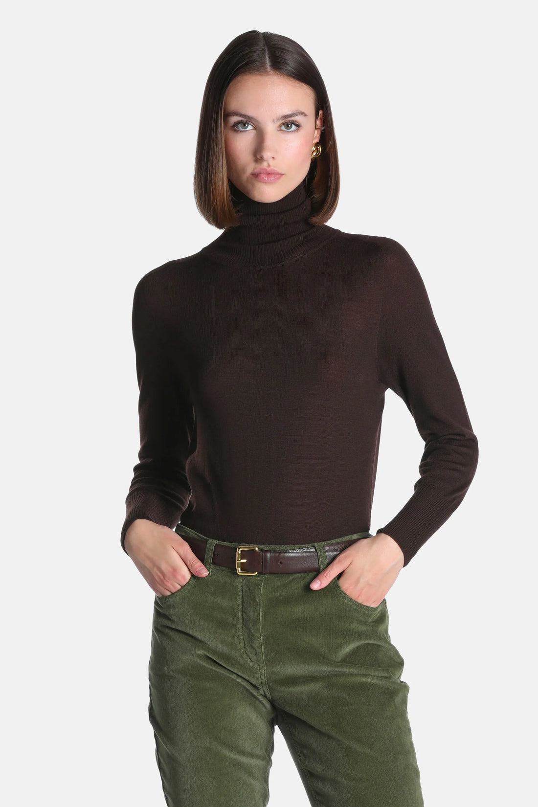 Luisa Spagnoli Marrone Women Manos - Wool Turtleneck SKU: MANOS F_0970 Image 01