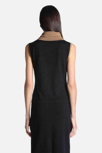 Luisa Spagnoli Nero/Cammello Women Mantecare - Sleeveless Turtleneck Sweater SKU: MANTECARE_0101 2246 Image 02
