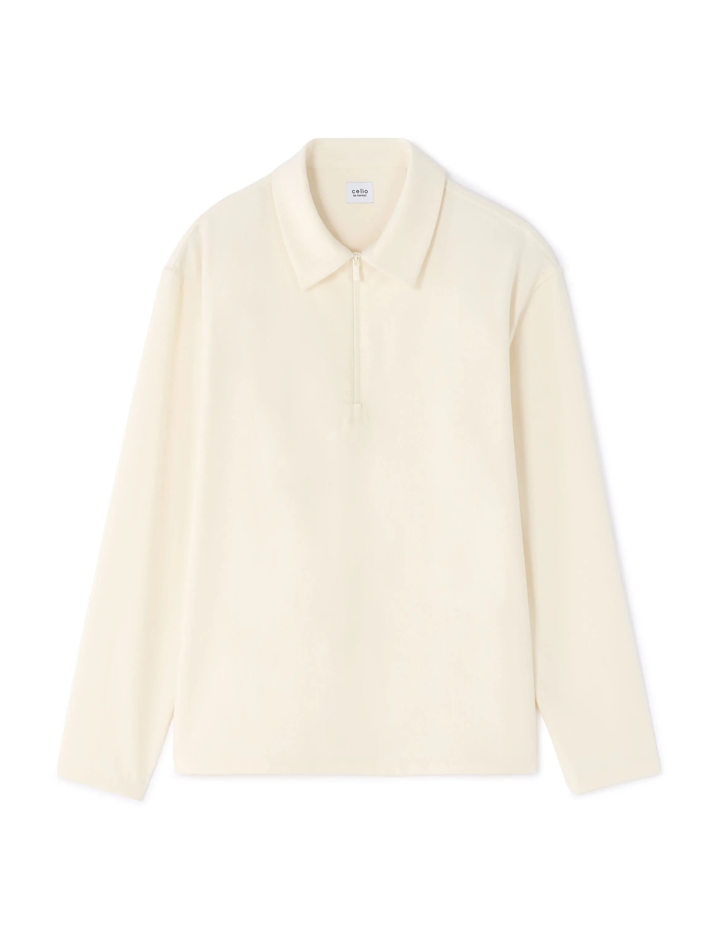 Celio_Ecru_Loose Zipped Shirt_MAORA_ECRU_01