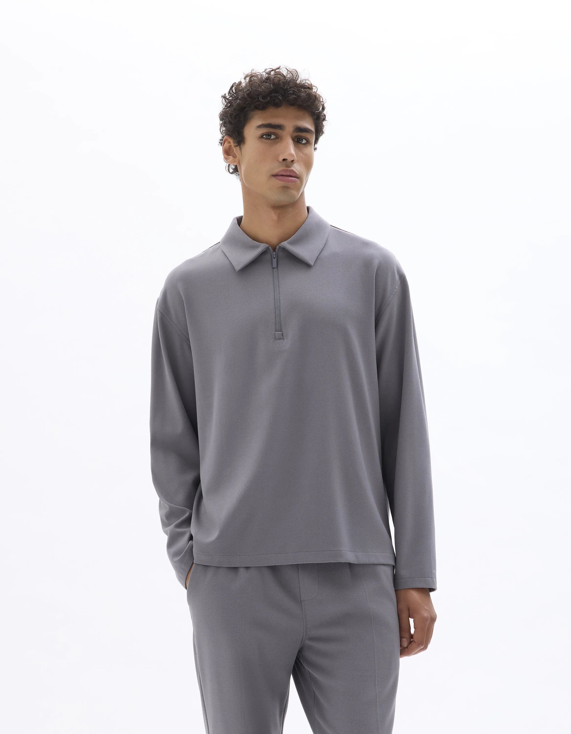 Celio_Grey_Loose Zipped Shirt_MAORA_GREY_02