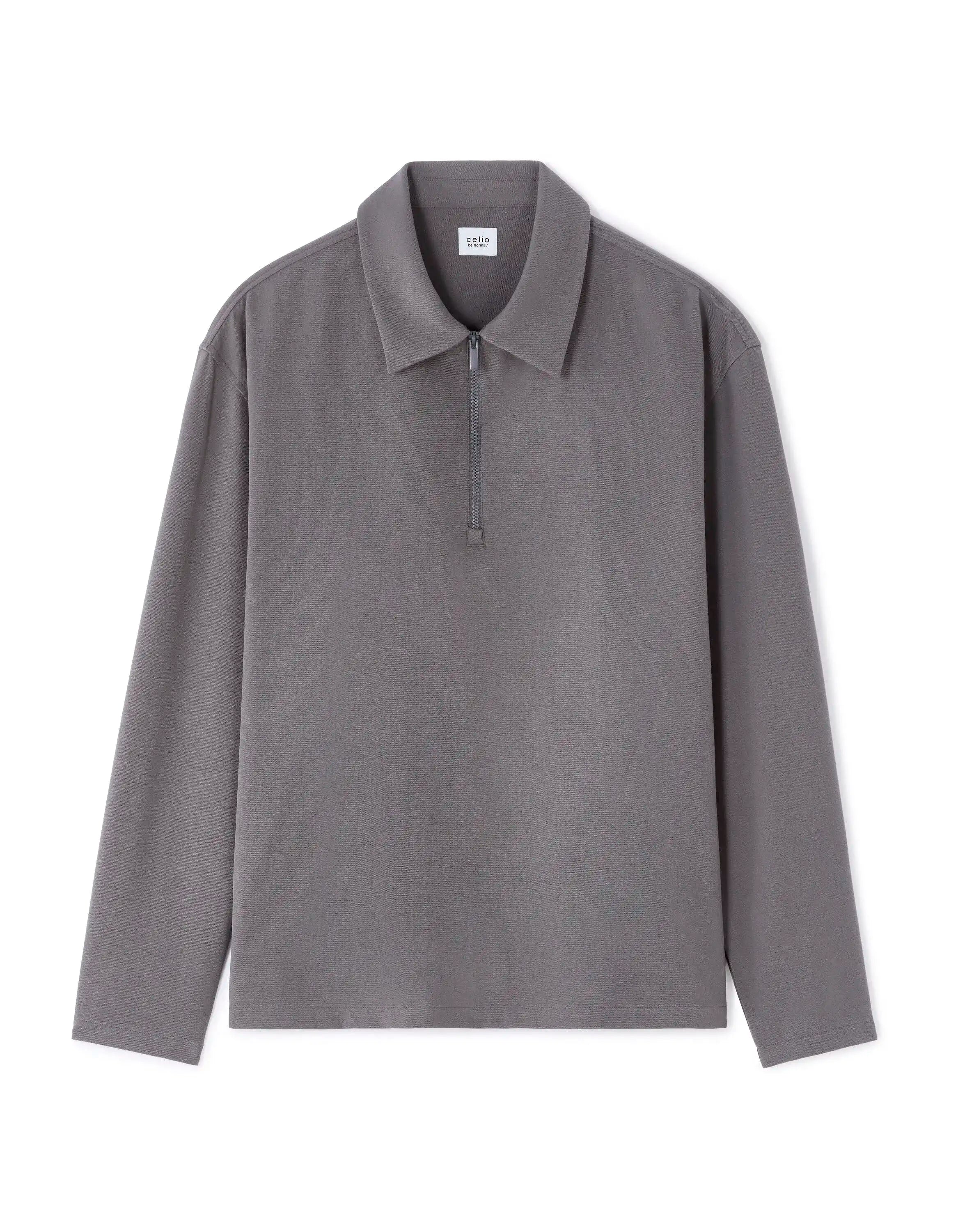 Celio_Grey_Loose Zipped Shirt_MAORA_GREY_05
