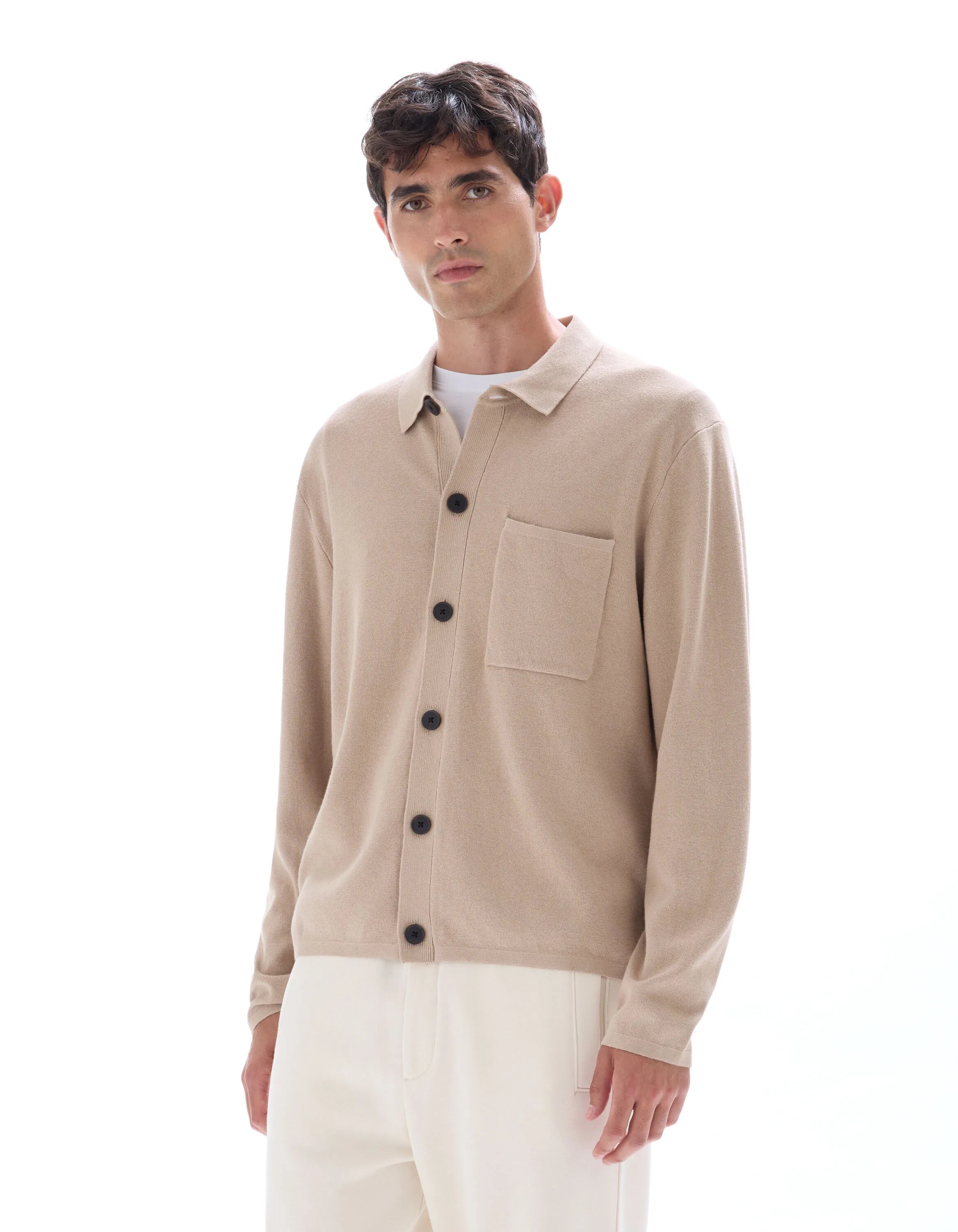 Celio_Beige Humus_Plain Knit Overshirt_MAOW_BEIGE HUMUS_02