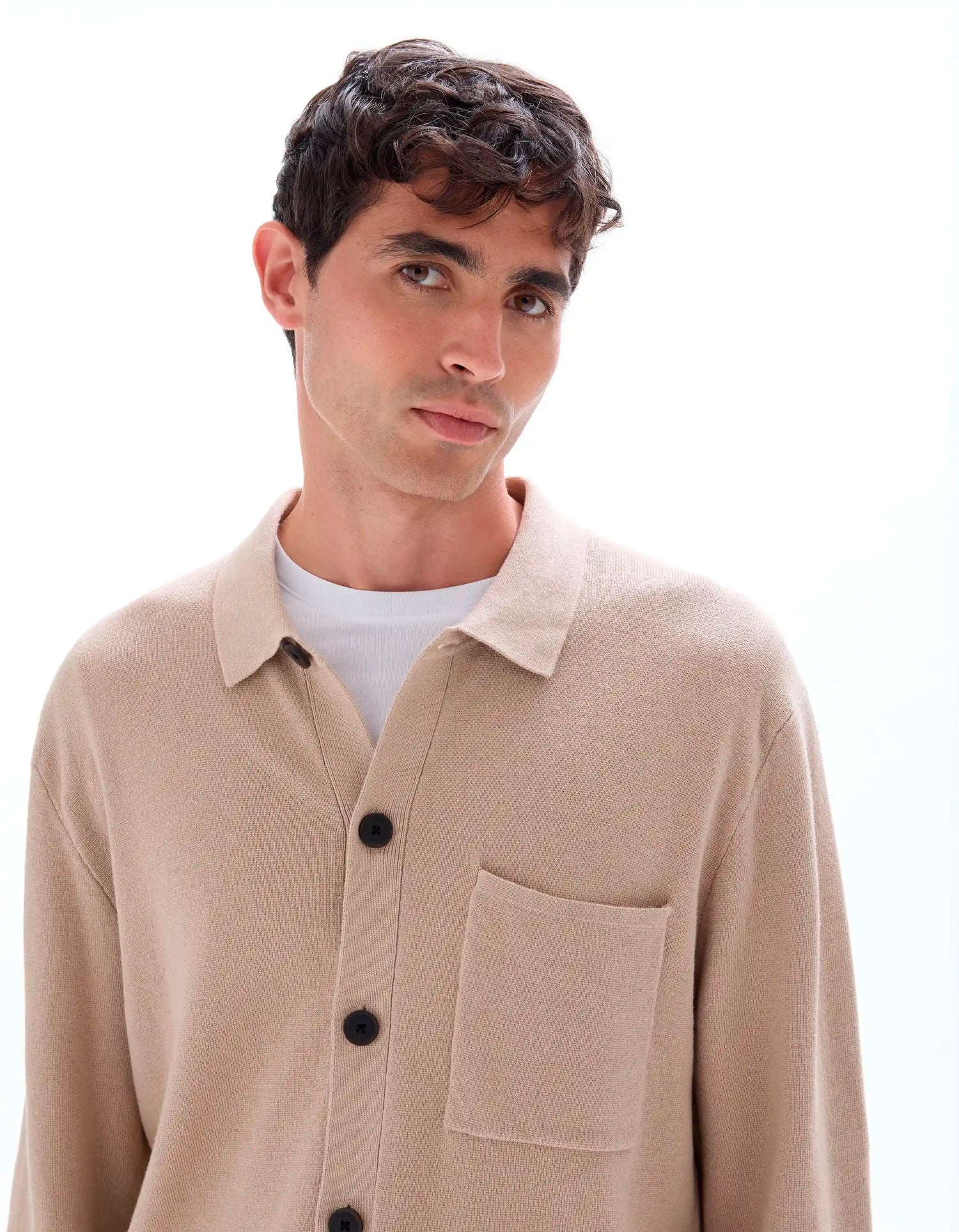 Celio_Beige Humus_Plain Knit Overshirt_MAOW_BEIGE HUMUS_04