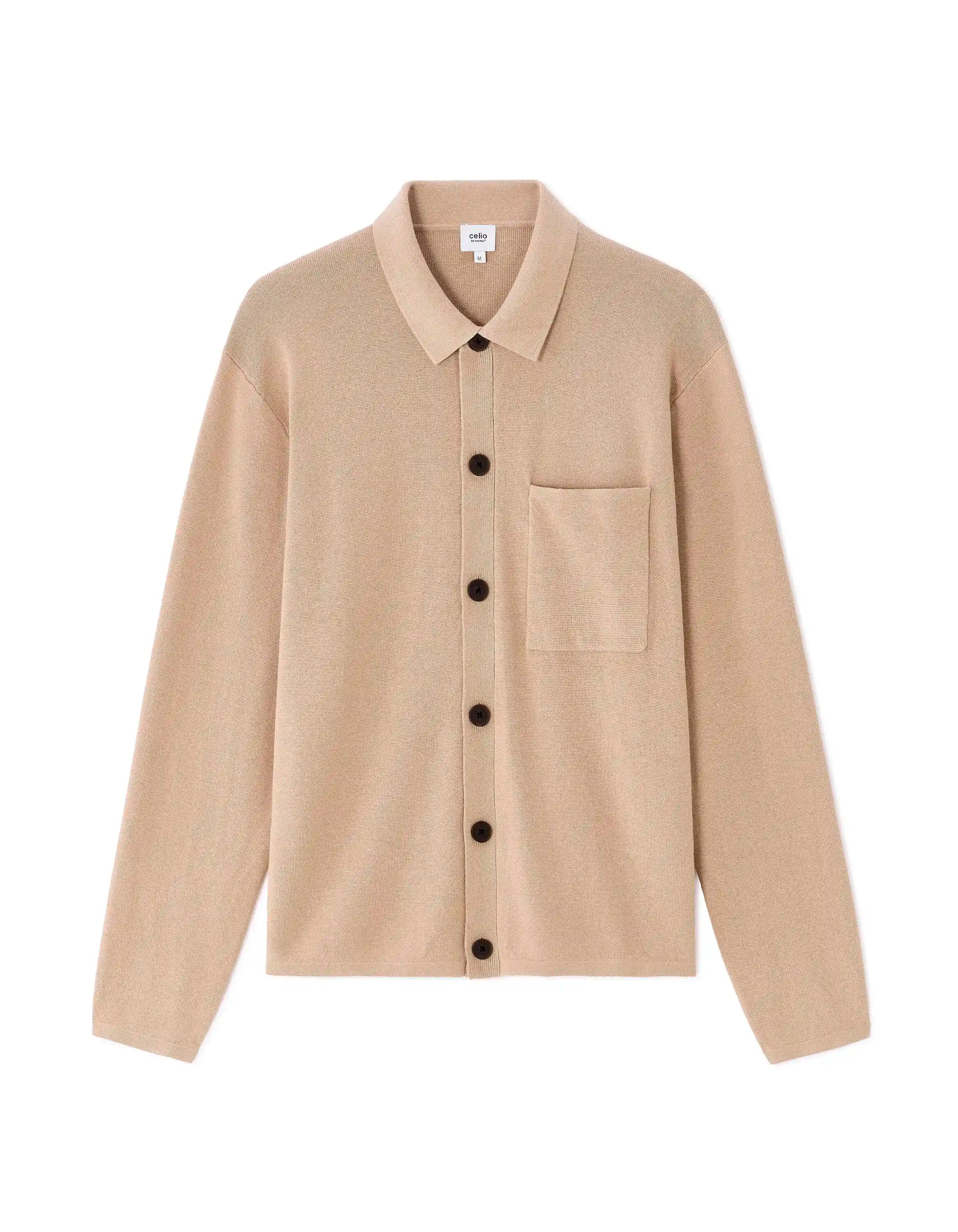 Celio_Beige Humus_Plain Knit Overshirt_MAOW_BEIGE HUMUS_08