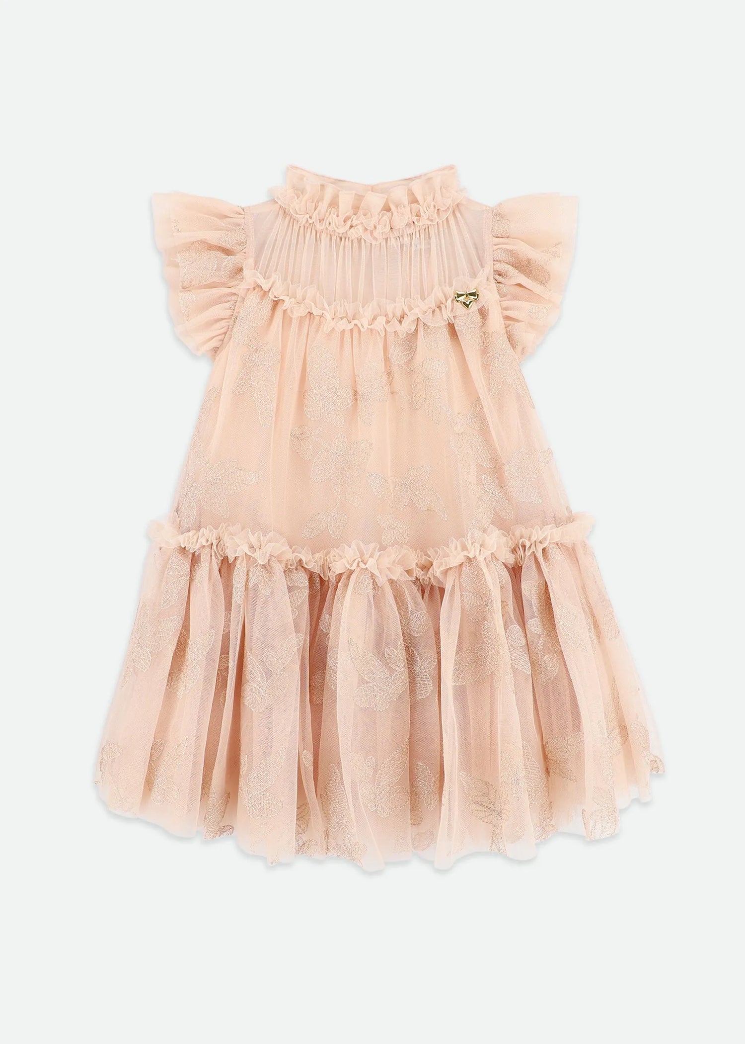 Angels Face 0 Girls Marietta Embroidered Leaf Tulle Dress Champagne SKU: MARIETTA_Champagne Image 01