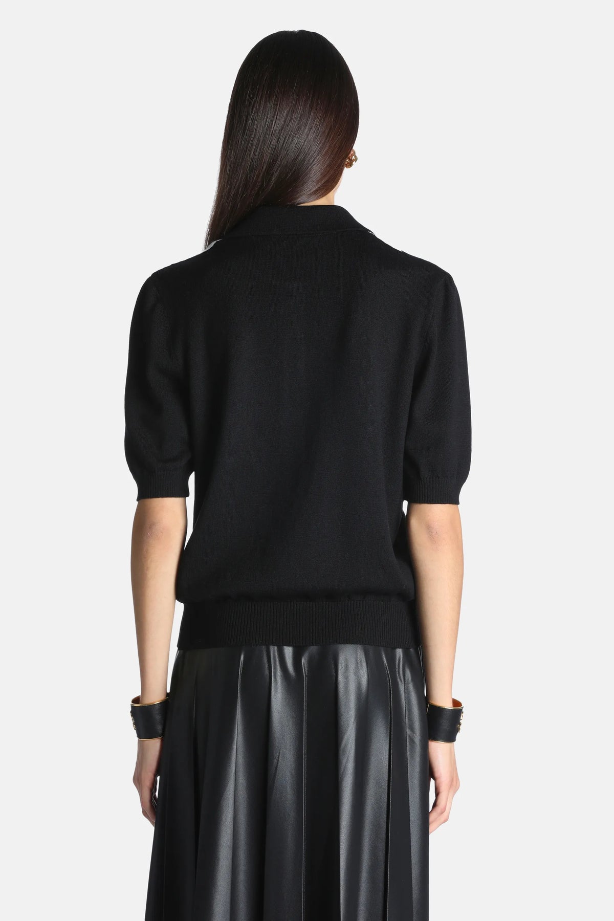 Luisa Spagnoli Var Nero Cammello Women Marius Short-Sleeved Polo SKU: MARIUS_3426 Image 02