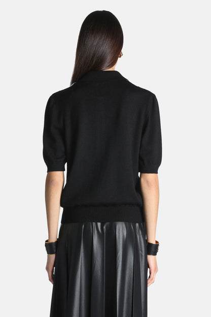Luisa Spagnoli Var Nero Cammello Women Marius Short-Sleeved Polo SKU: MARIUS_3426 Image 02