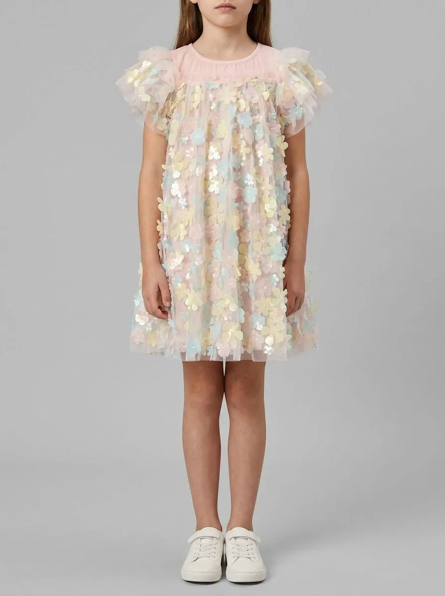 Angels Face 0 Girls Marlowe 3D Multi Flower Tulle Dress Blush Multi SKU: MARLOWE_Blush Multi Image 00