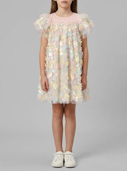 Angels Face 0 Girls Marlowe 3D Multi Flower Tulle Dress Blush Multi SKU: MARLOWE_Blush Multi Image 00