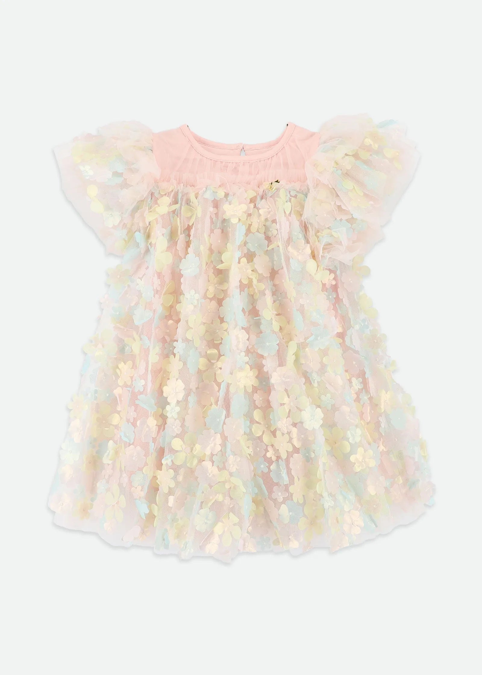 Angels Face 0 Girls Marlowe 3D Multi Flower Tulle Dress Blush Multi SKU: MARLOWE_Blush Multi Image 01