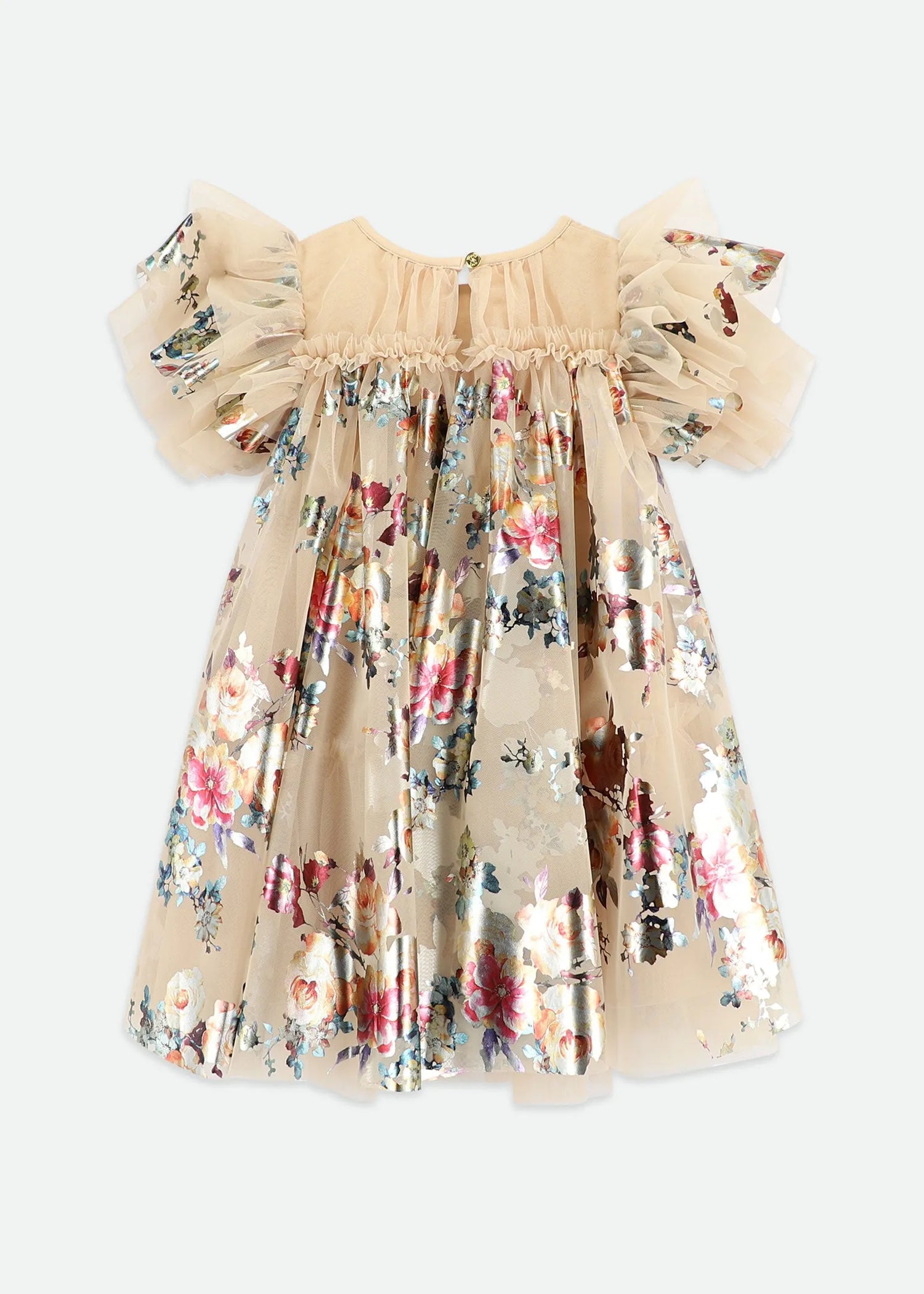 Angels Face 0 Girls Marlowe Foil Floral Print Dress Gold SKU: MARLOWE_Gold Image 06