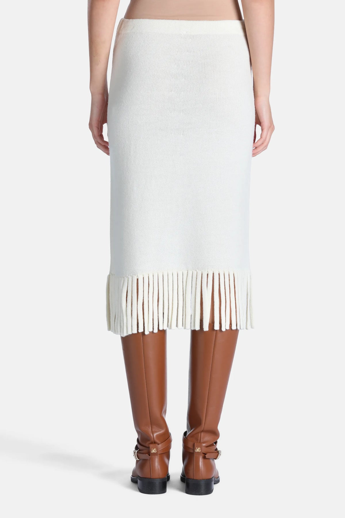 Luisa Spagnoli Panna Women Marsan Fringed Midi Skirt SKU: MARSAN_0202 Image 02