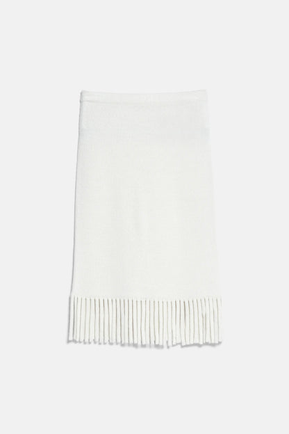 Luisa Spagnoli Panna Women Marsan Fringed Midi Skirt SKU: MARSAN_0202 Image 05