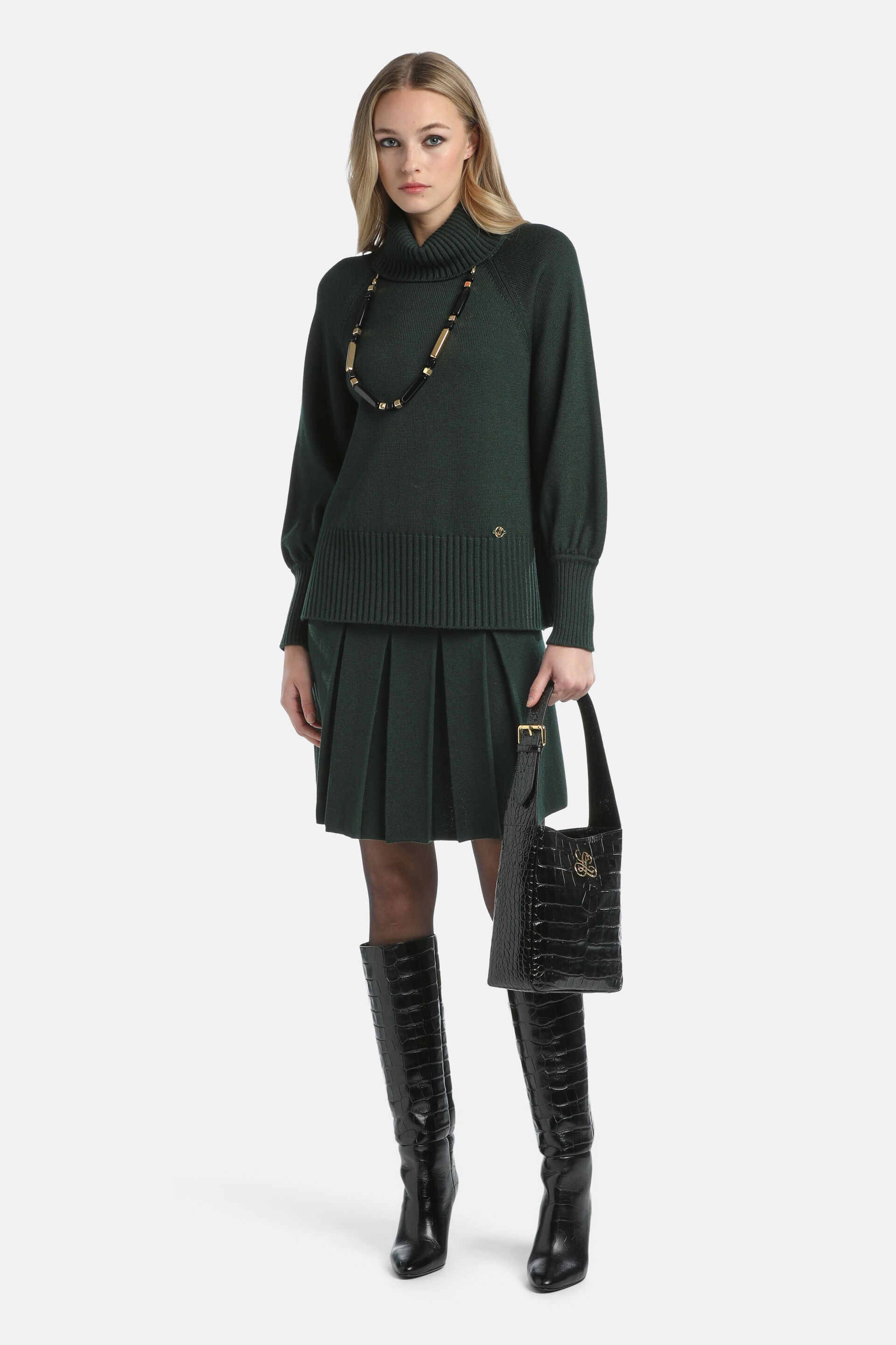 Luisa Spagnoli_Verde Bottiglia_Marsica - Knit Miniskirt_MARSICA_2050_06