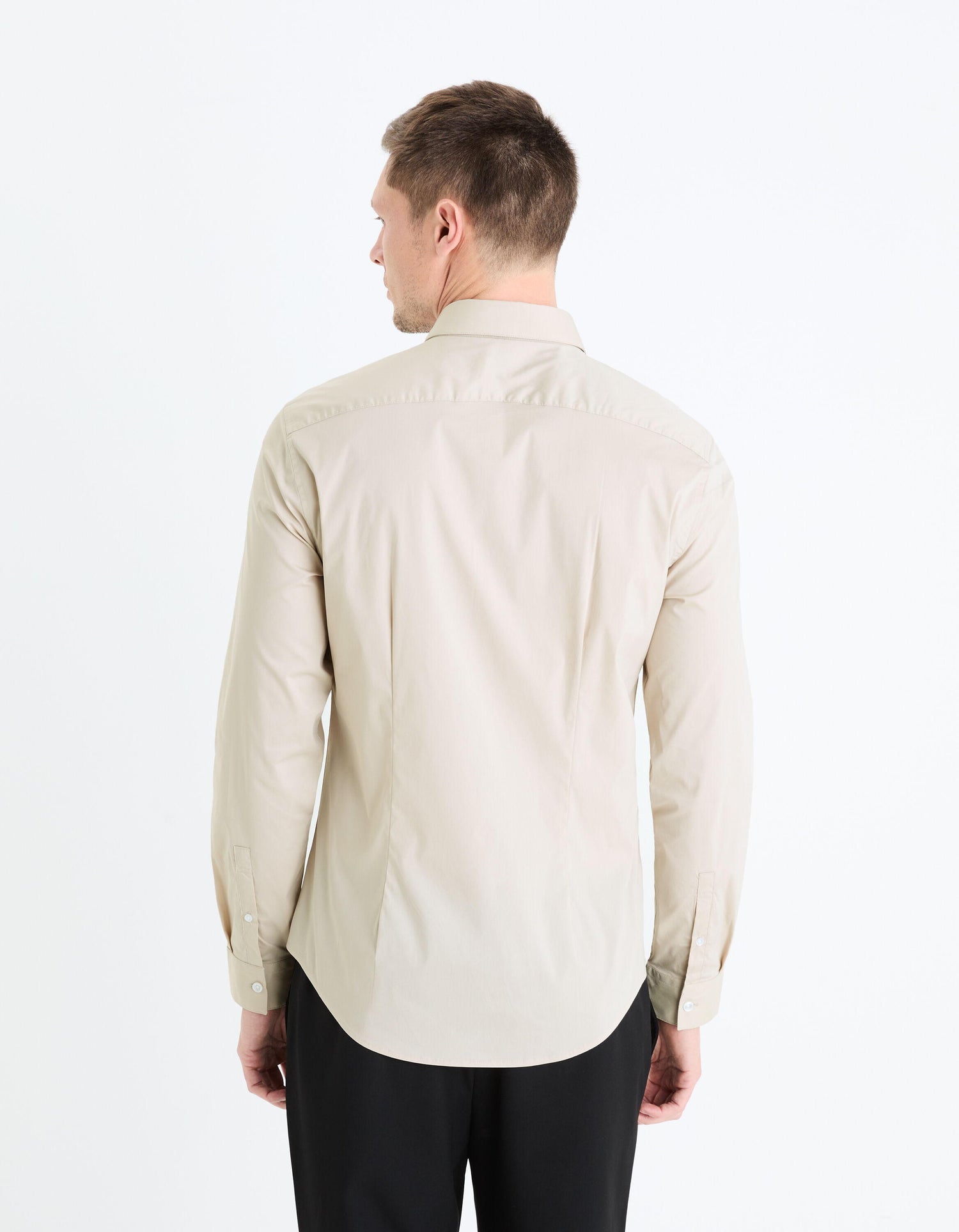 Slim Stretch Cotton Shirt - Gray_MASANTAL1_BEIGE 07_04