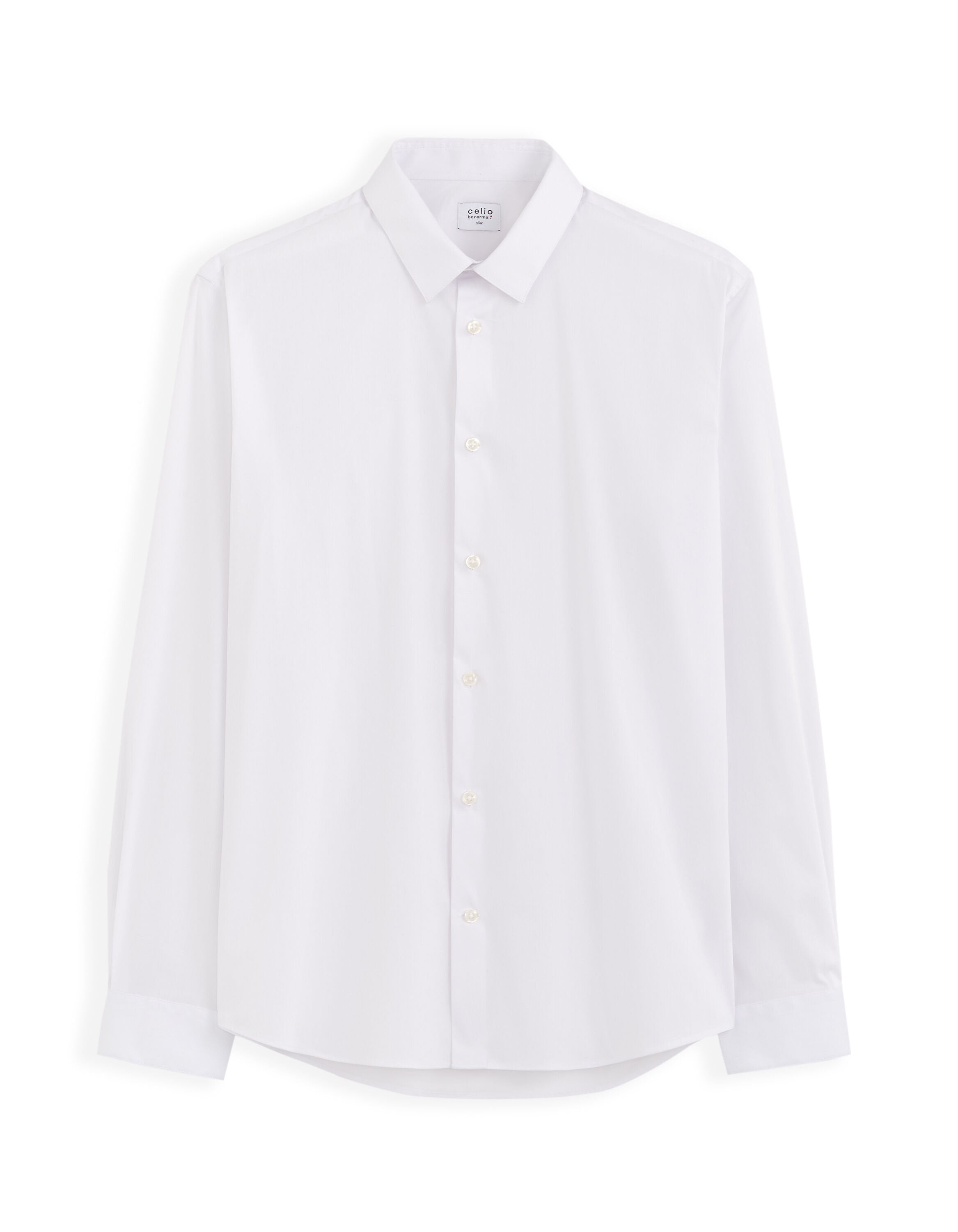 Slim Fit Stretch Cotton Shirt - White_01